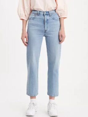 Levi's Ribcage Straight Ankle Jeans - Light Wash High Rise - Size 30